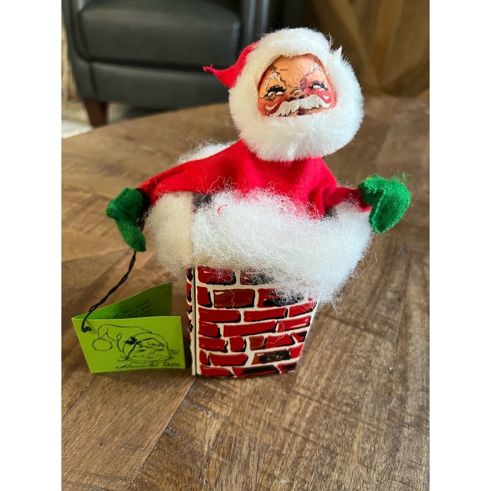 Annalee Mobilitee Doll 1971 Christmas Santa Chimney Tagged